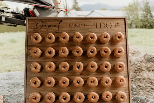 Free stock photo of doughnut wall, place setting, simple