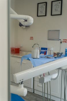 A clean and organized dental clinic with equipment ready for appointments.