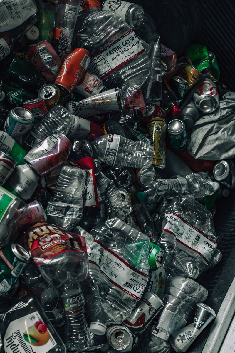 Cans and bottles collected for recycling