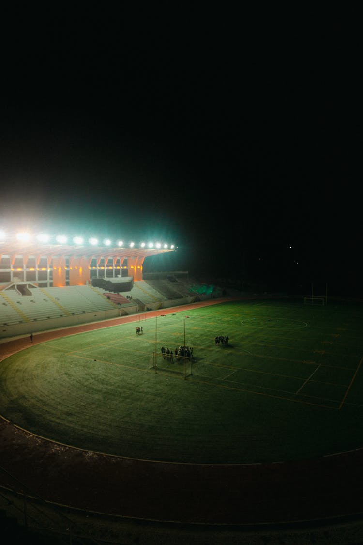 Illuminated Stadium At Night 