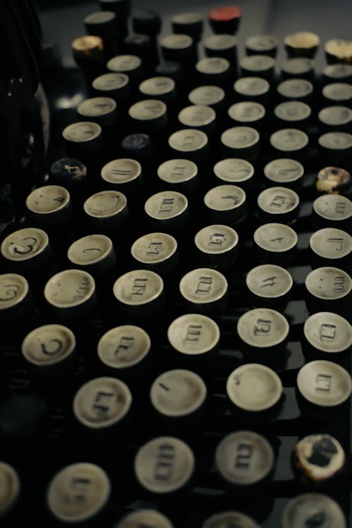 Close-up of Keys on a Vintage Typewriter 