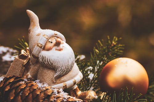 Santa Claus Beside Brown Bauble Decor