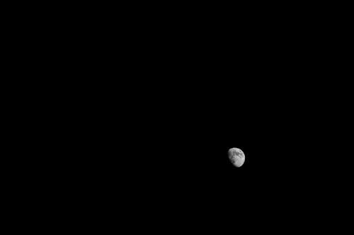 View of the Moon in Waxing Gibbous Phase and Black, Night Sky 