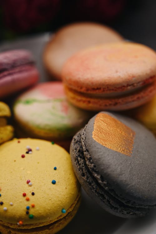 Free Sweet Macaroons in Close-up View Stock Photo