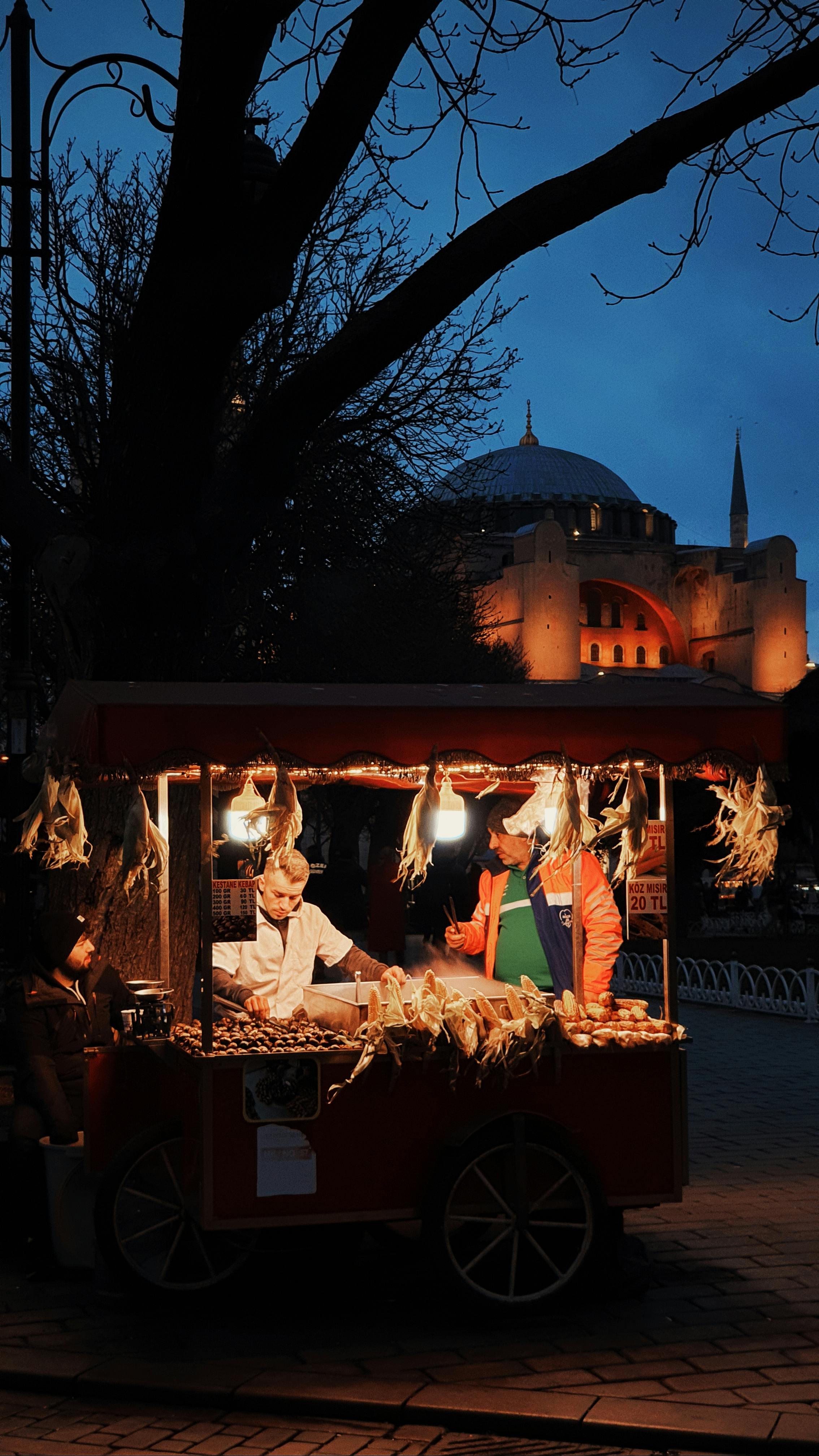 street food stall near hagia sophia in istanbul turkey