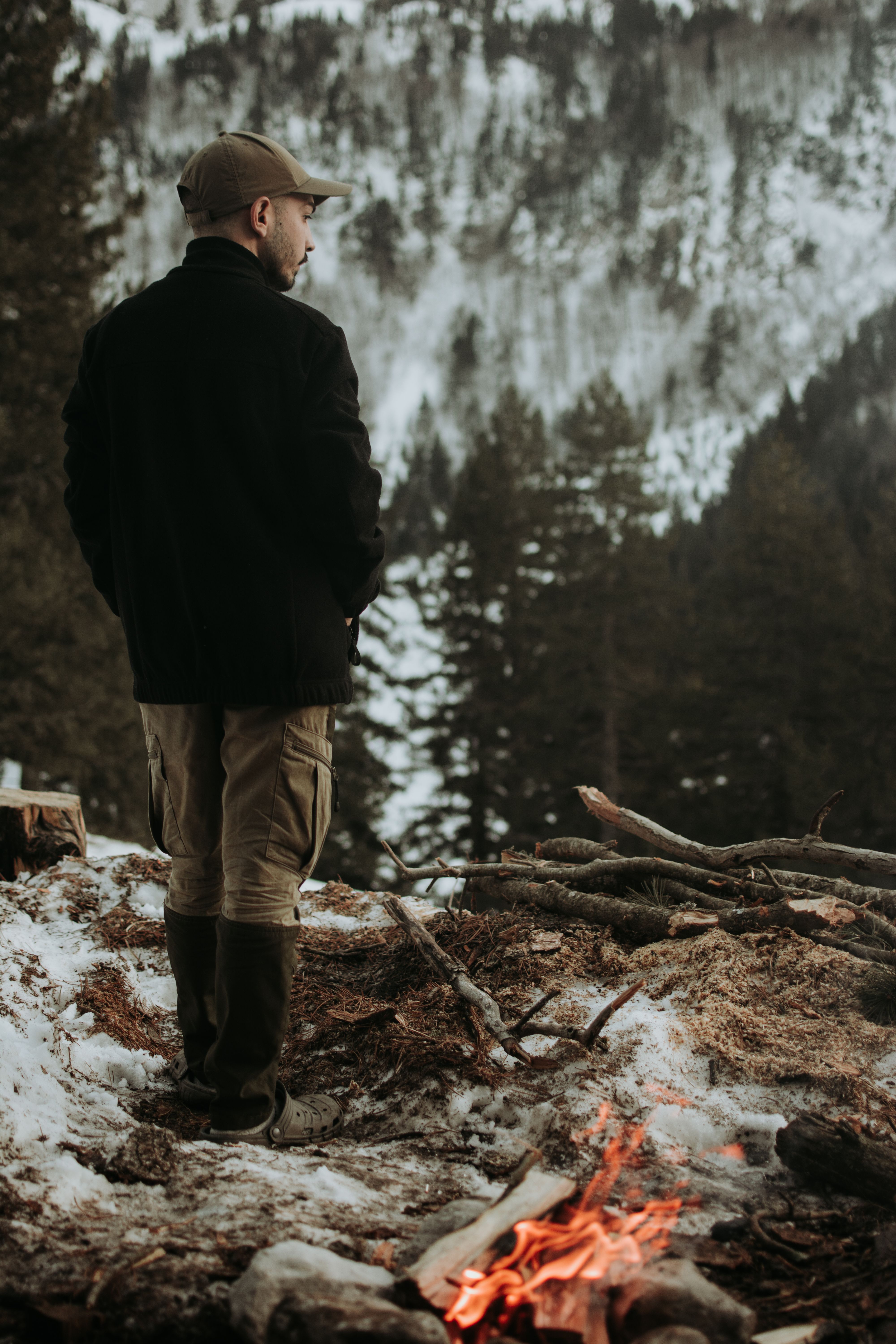 One Man In Forest With Fire Photos, Download The BEST Free One Man In ...