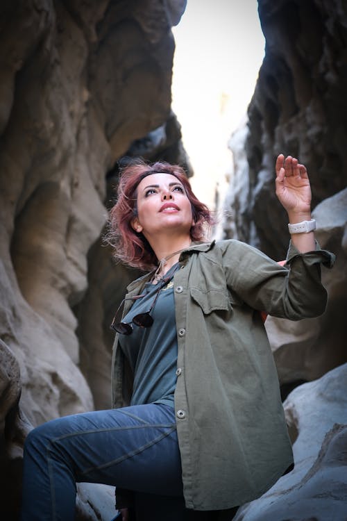 Woman between the Walls of a Canyon 