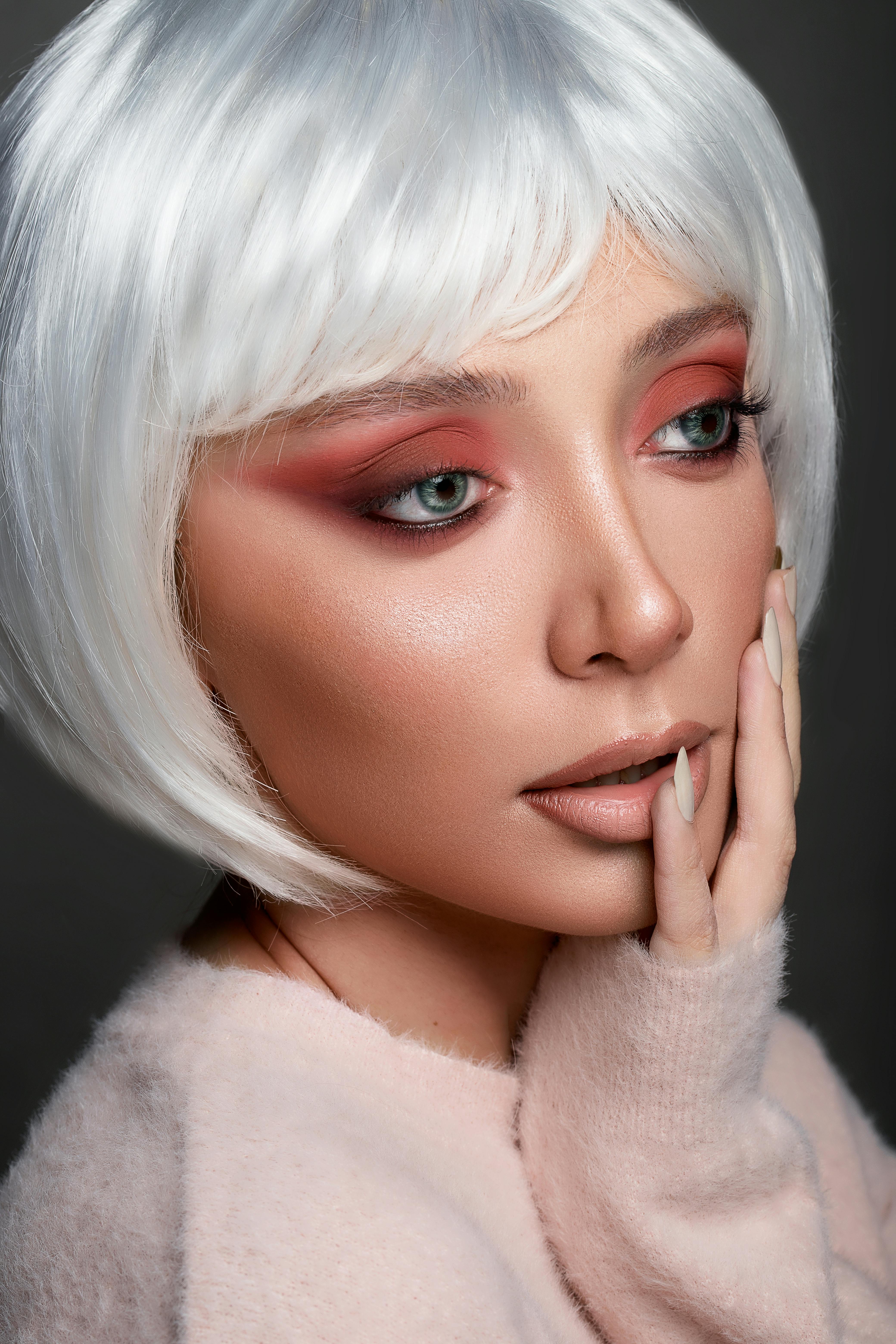 Portrait of Woman with White White Hair · Free Stock Photo