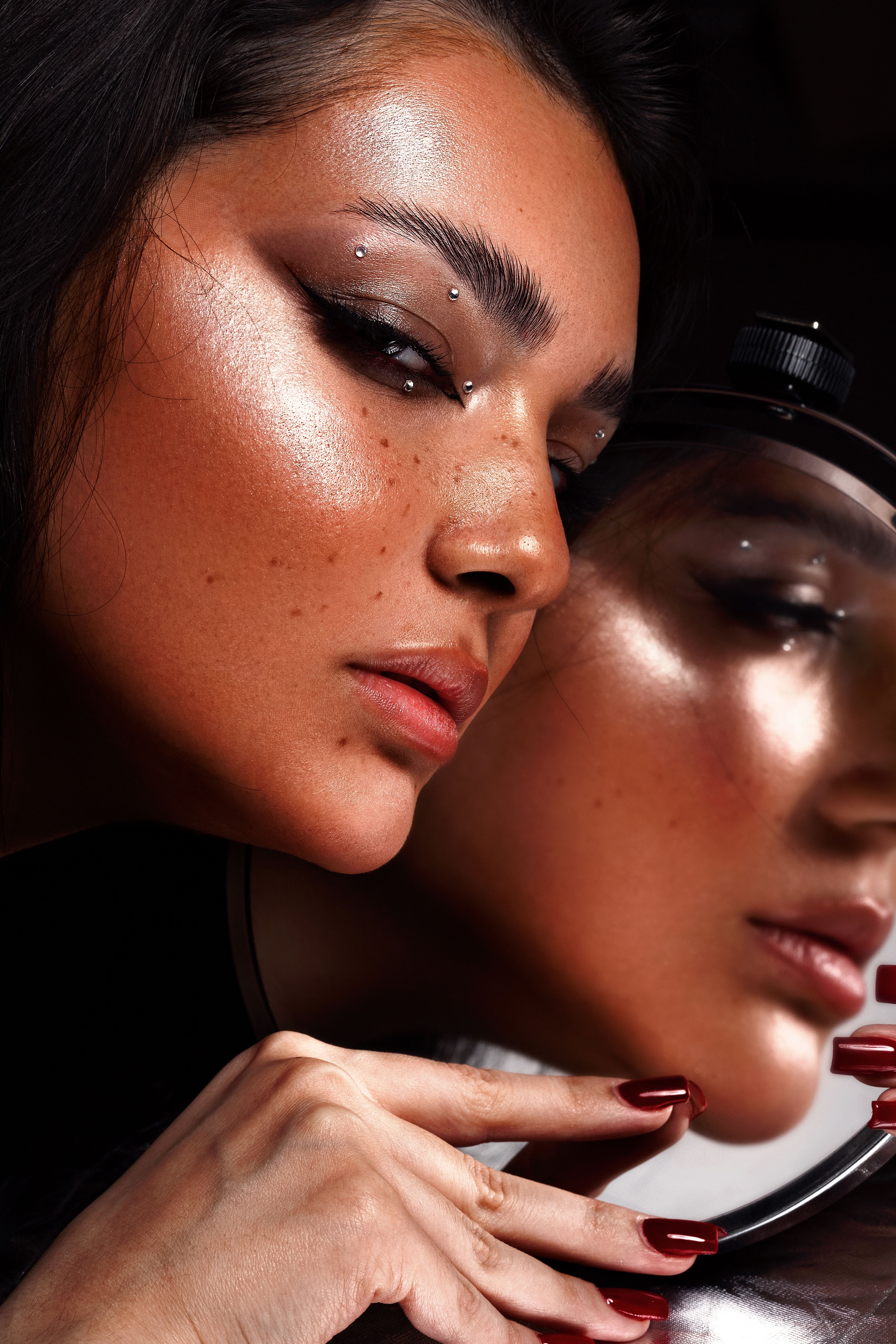 Face of Woman with Mirror Reflection · Free Stock Photo