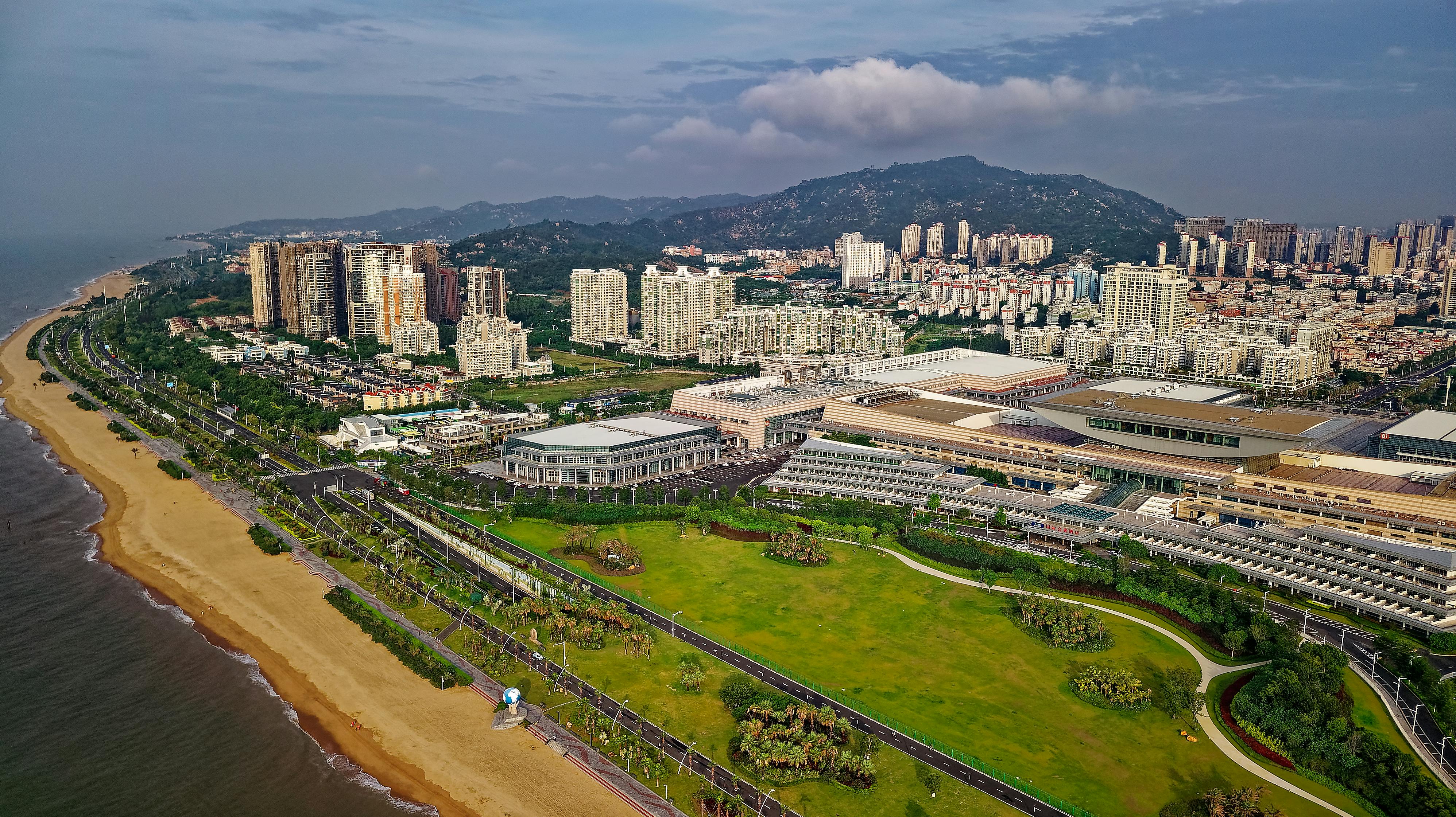 aerial photography of buildings on island