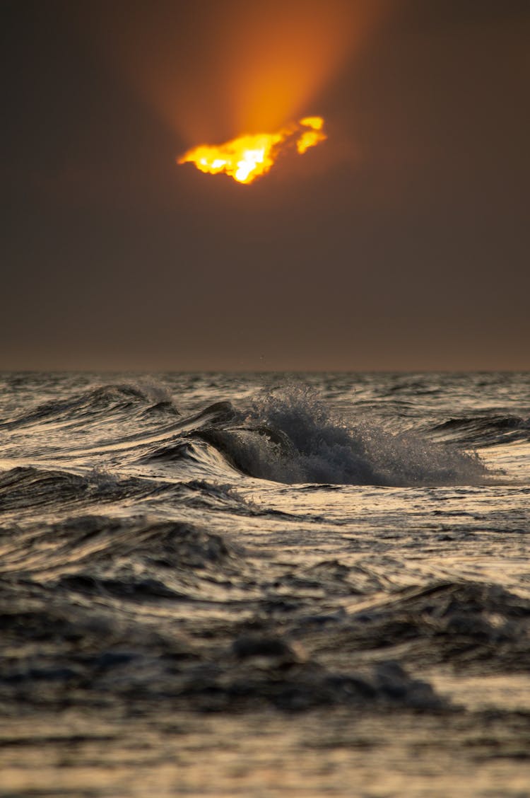 Wave On Sea Coast At Sunset