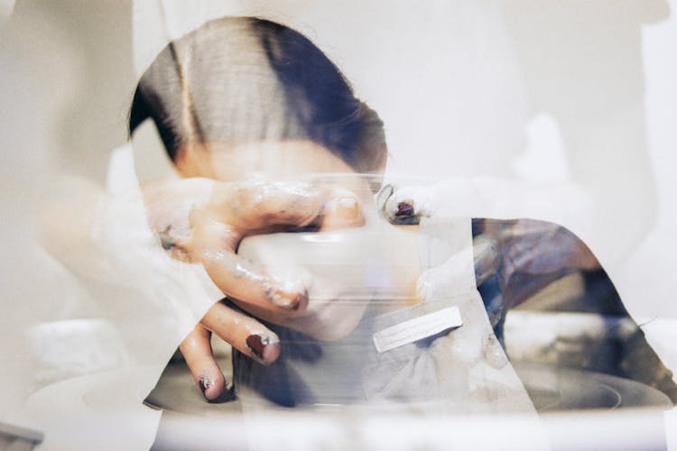 Abstract Reflected In Glass Woman Portrait 