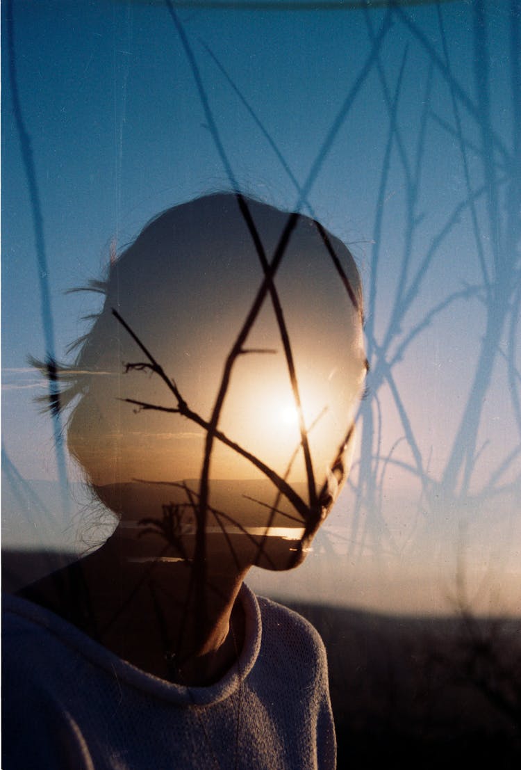 Abstract Reflected In Glass Woman Portrait 