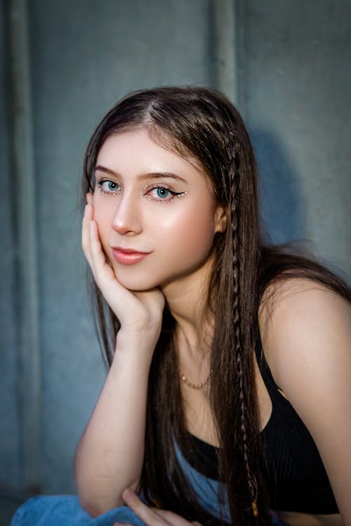 Portrait of Beautiful Woman with Braided Hair