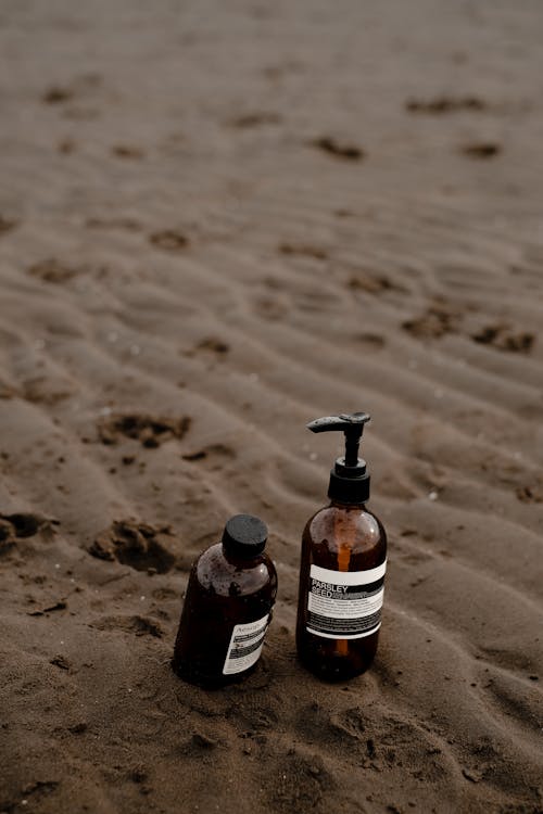 Skincare products Displayed on Beach