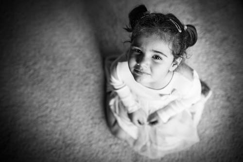 Black and White Portrait of Child