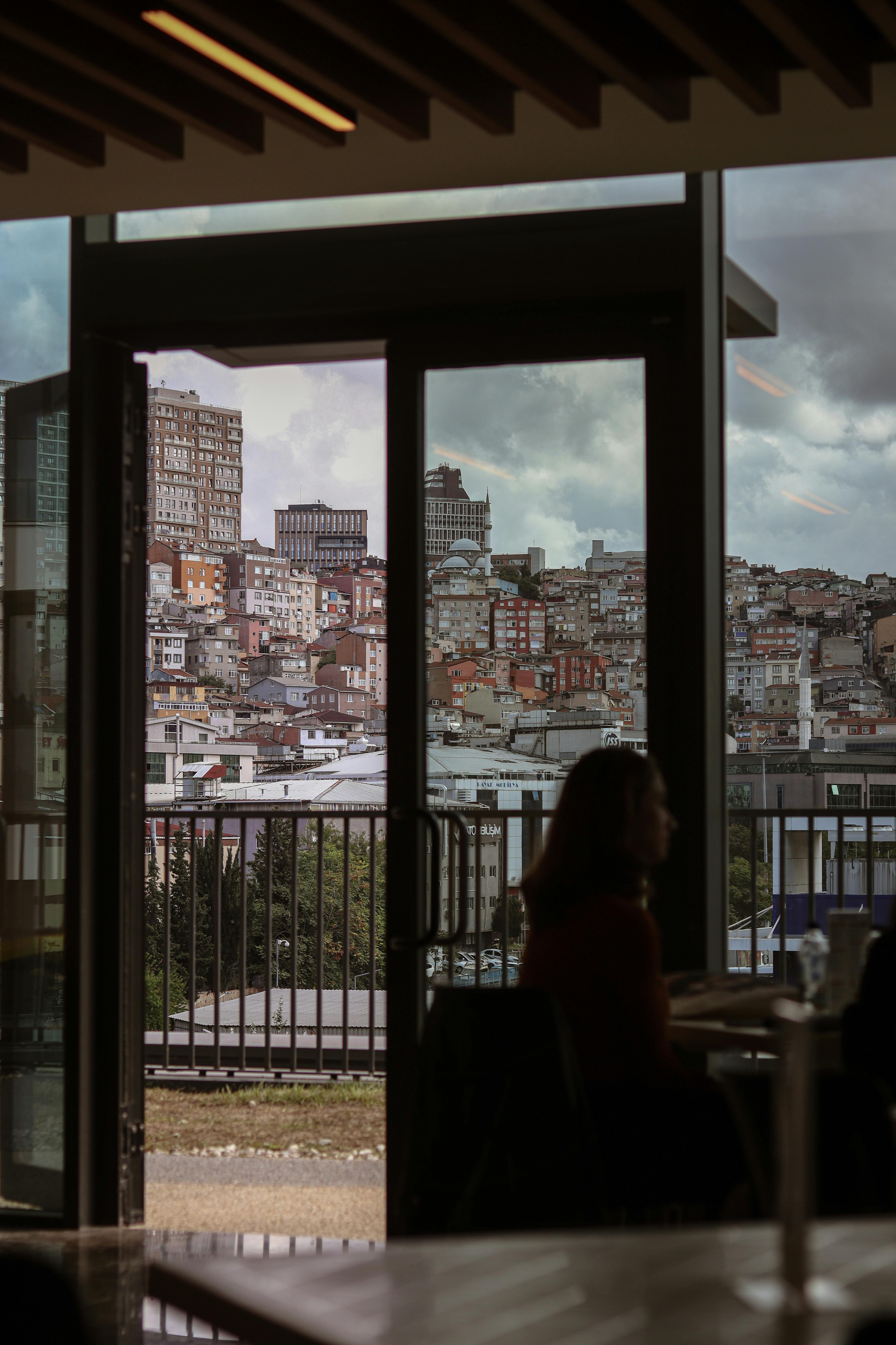 a view of a city from a window