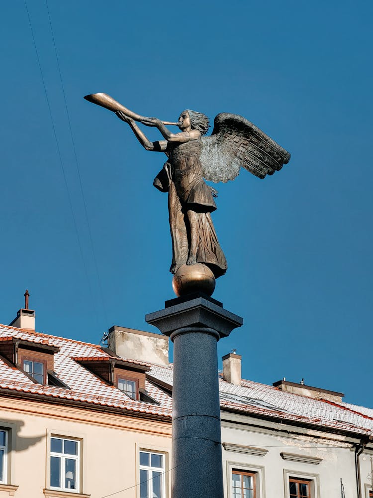 Angel Statue On A Square In Vilnius 