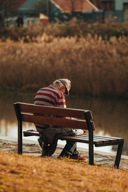 Man Sitting on a Bench 