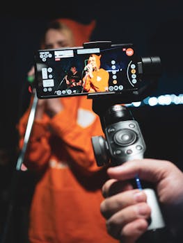 An engaging performance captured with a smartphone on a gimbal, showcasing live music.