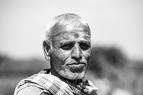 Portrait of Elderly Man in Black and White