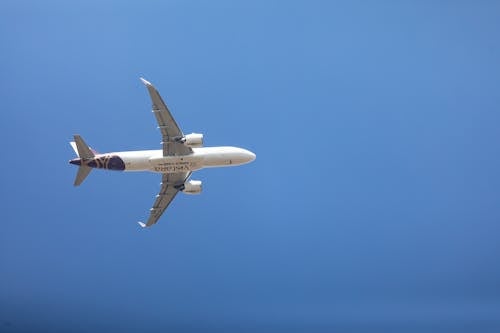 Ingyenes stockfotó alacsony szögű felvétel, kék ég, repülés témában