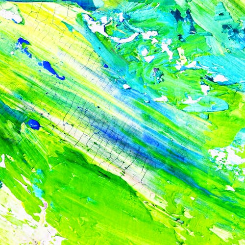 Green and White Abstract Painting