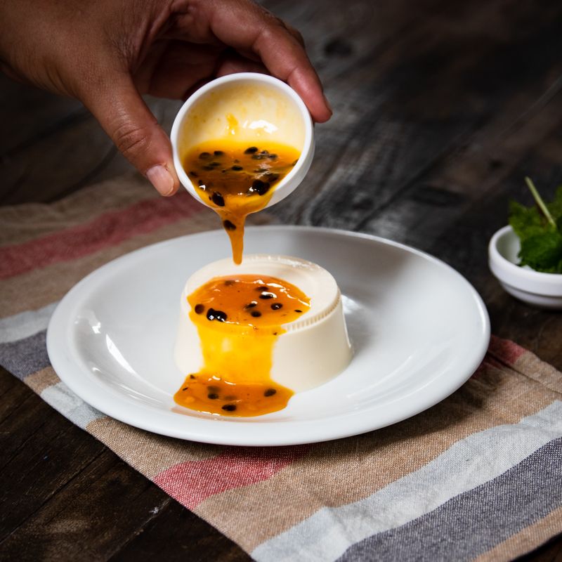 Black Cardamom Panna Cotta with Pomegranate