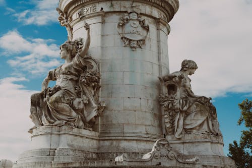 Close-up of Carved Statues on the Place de la Republique in Paris, France
