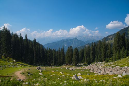 Free Beautiful landscape of Kumrat Valley with lush greenery and distant mountains. Stock Photo