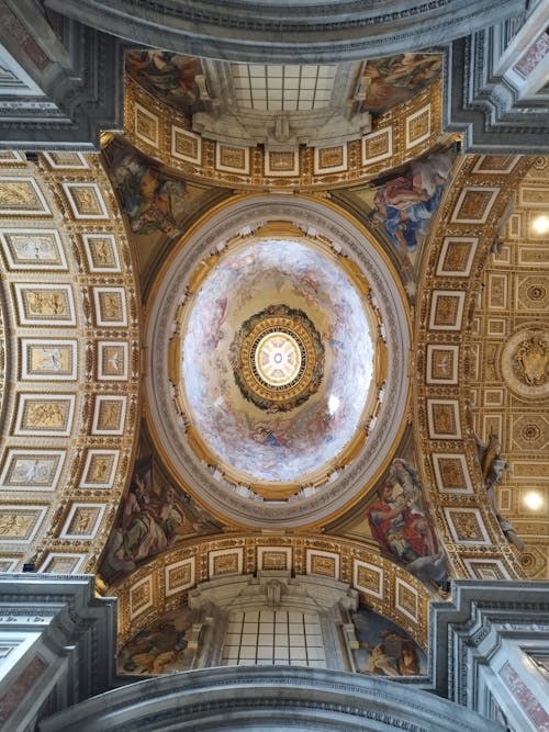 Low Angle Shot of the St. Peters Basilica Ceiling