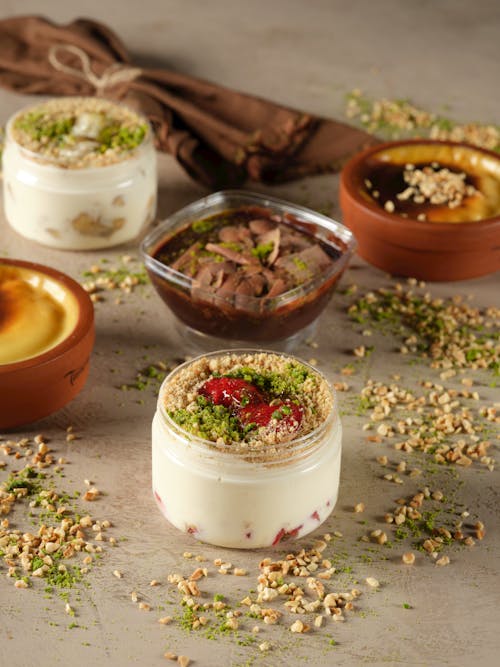 Homemade Puddings in Glass Jars 