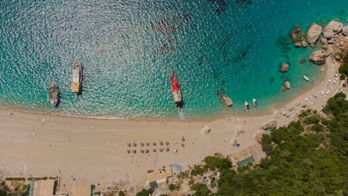 Top View of Boats on the Coast 