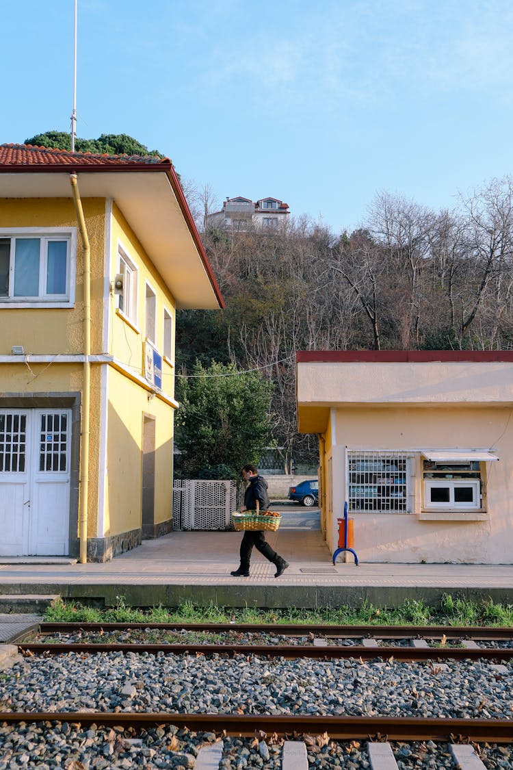 Man Walking Near Railway