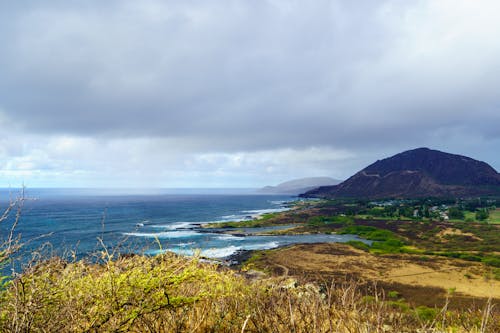 View of Peles Chair and Koko Crater from Makapuu Point Lighthouse, Oahu, Hawaii