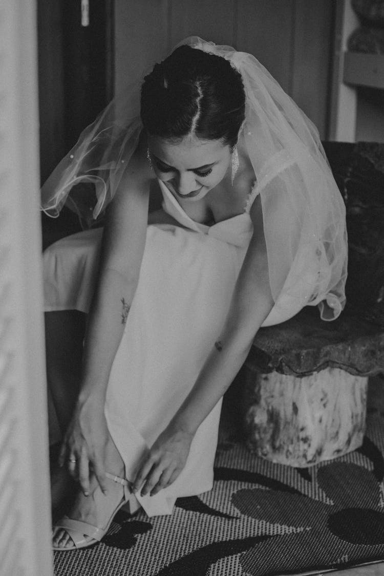 Woman Wearing Shoes For Wedding