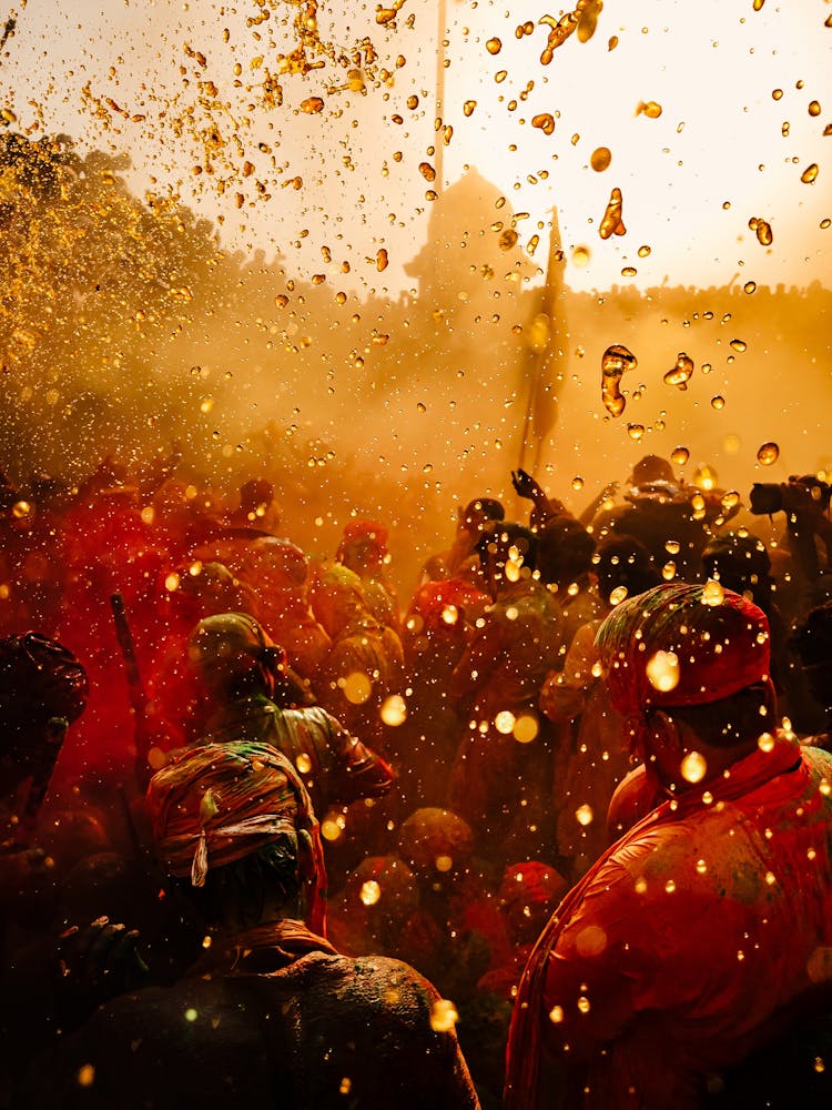 A Crowd Celebrating At The Holi Festival In India