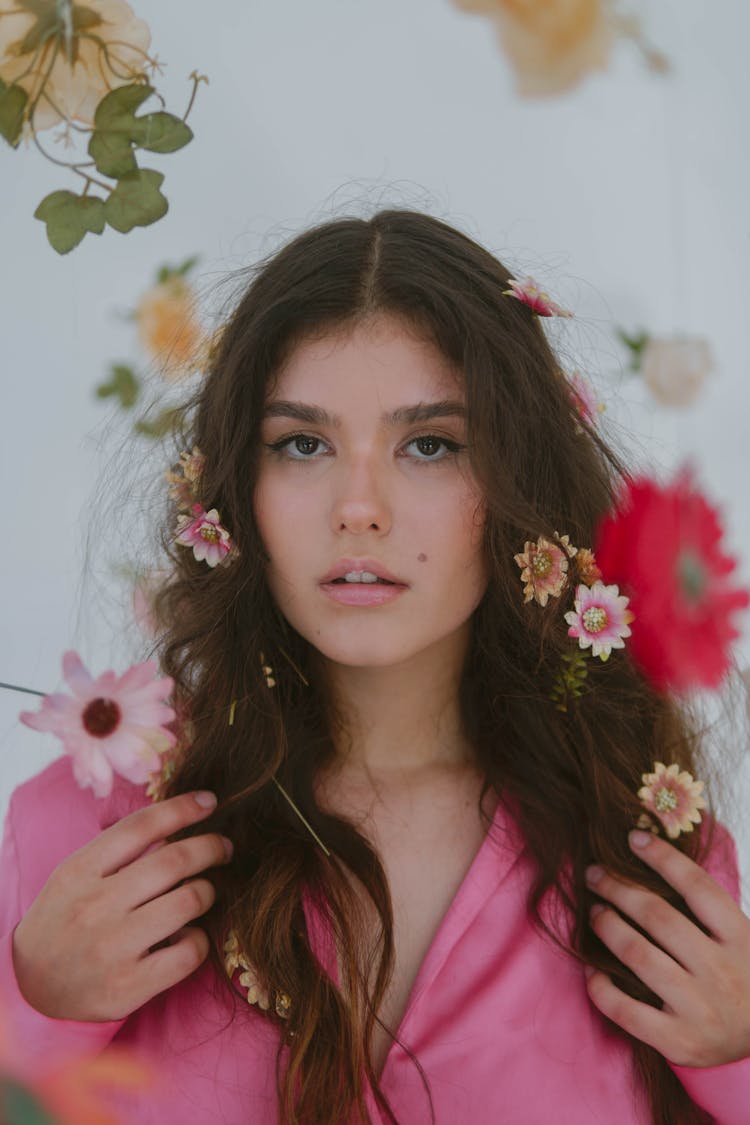 Young Woman With Flowers In Hair