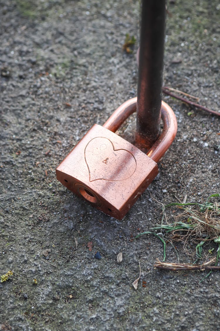 Brass Padlock With Heart Shape