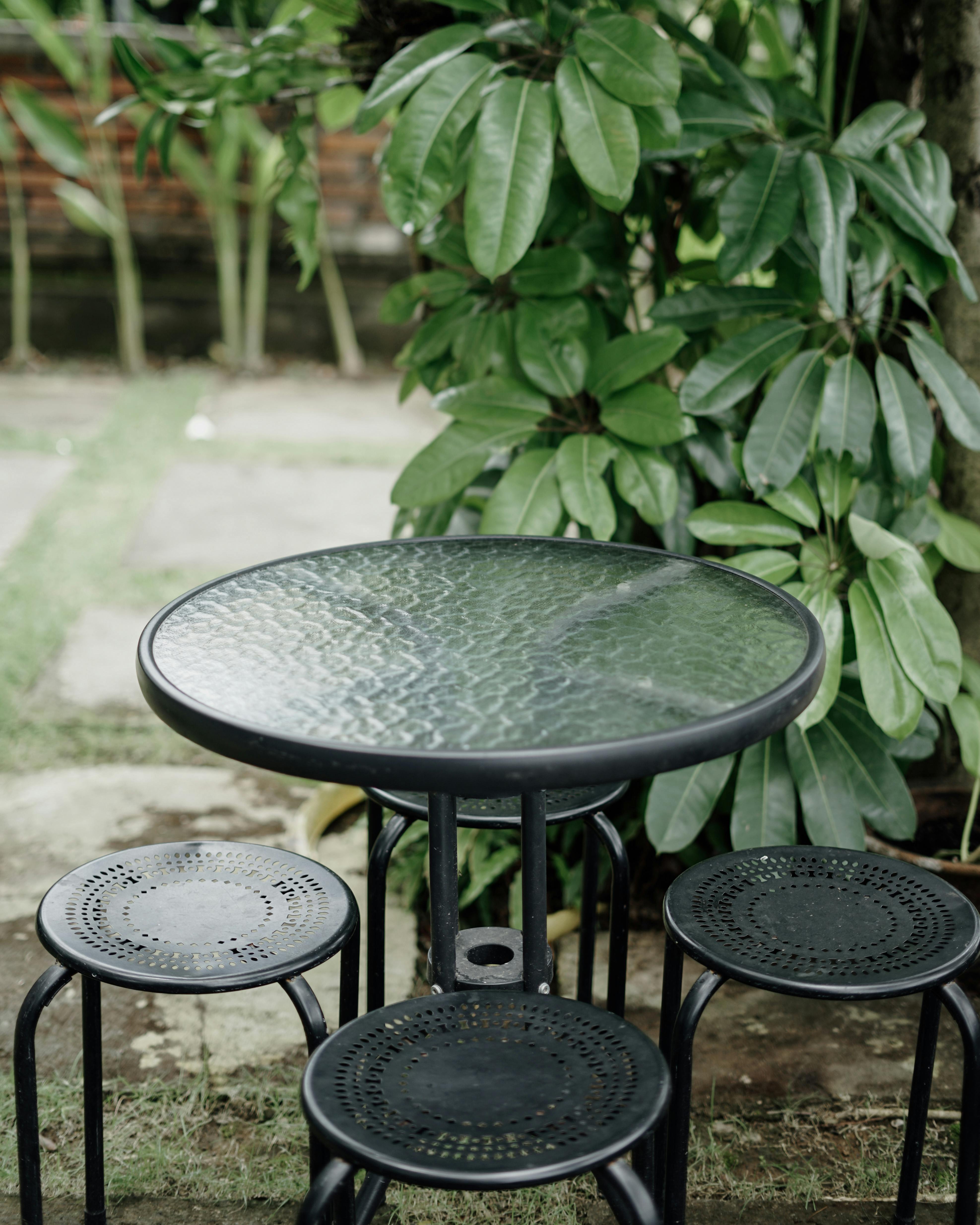 Glass Table and Stools · Free Stock Photo