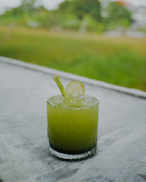 Delicious Green Cocktail in Glass