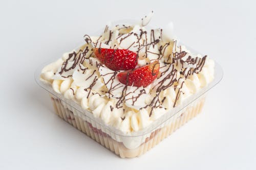 A Cake with Cream and Strawberries 