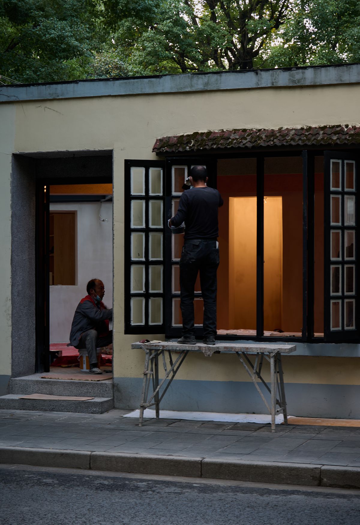 Professional workers providing property maintenance services