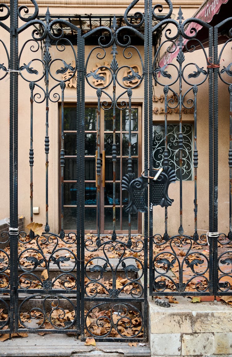 Autumn Leaves Behind Door Bars