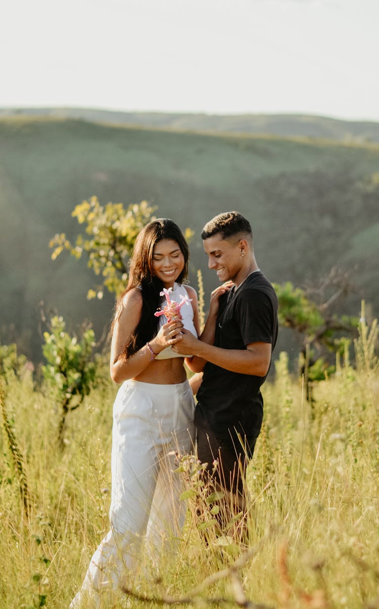 Couple Posing In Rural Area