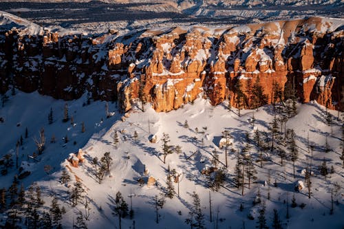 Aerial View of the Bryce Canyon in Snow 