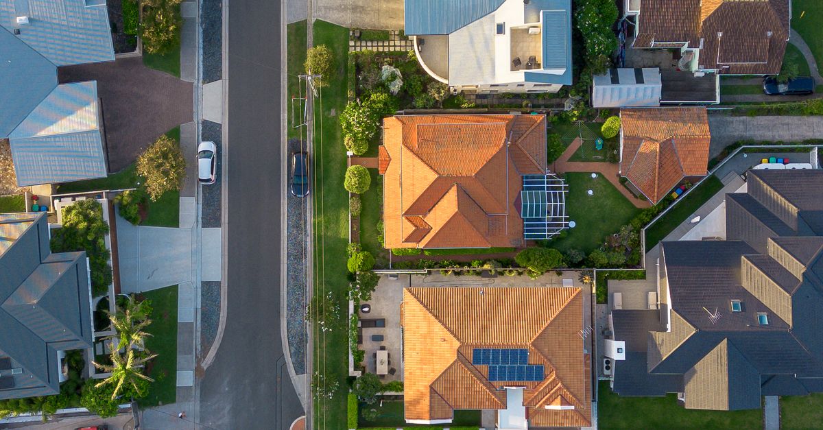 Birds Eye View Of Roofs Of Houses In Town Free Stock Photo birds-eye-view-of-roofs-of-houses-in-town-free-stock-photo