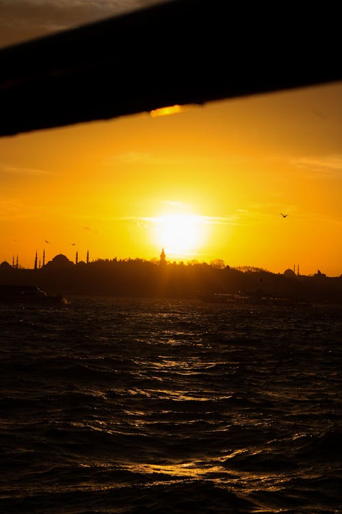Silhouetted Skyline of Istanbul at Sunset