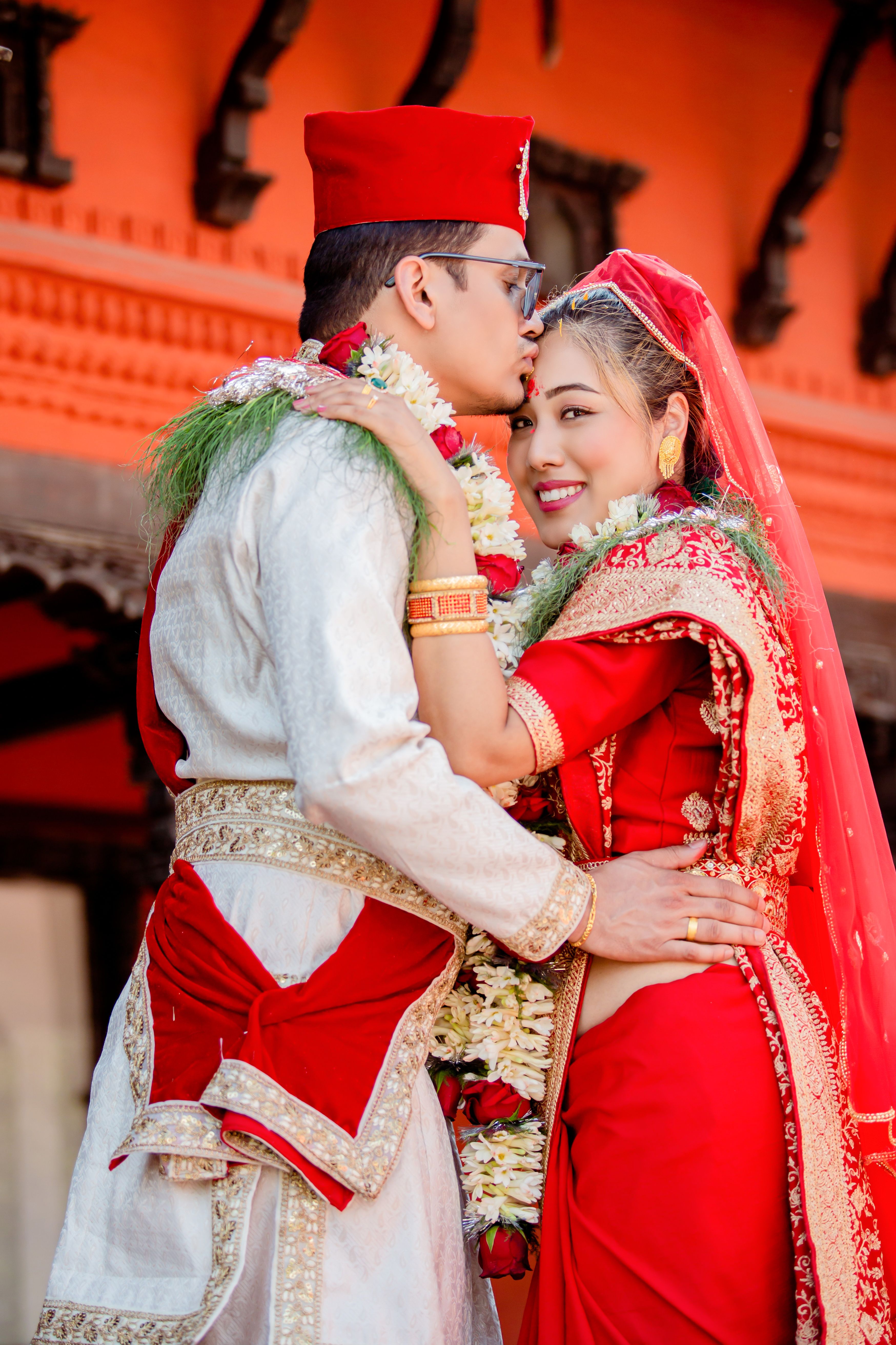 Nepali bride and groom wedding portrait