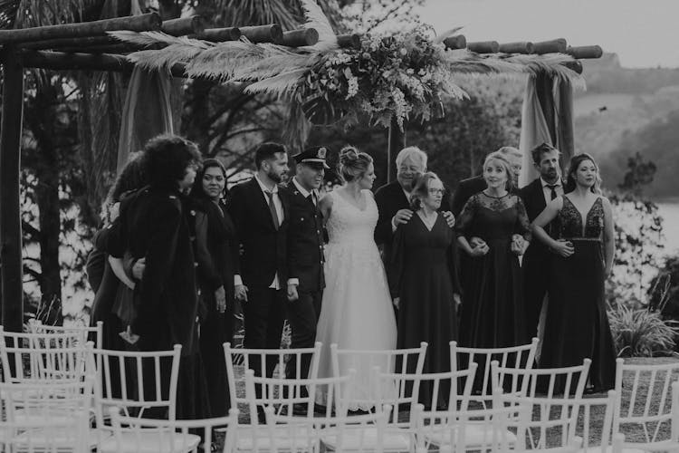 People Posing On Wedding Ceremony